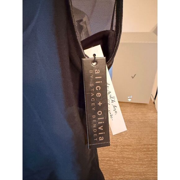 NWT Alice + Olivia Nichol Mesh Bodysuit in Black Size Medium - Picture 3 of 8